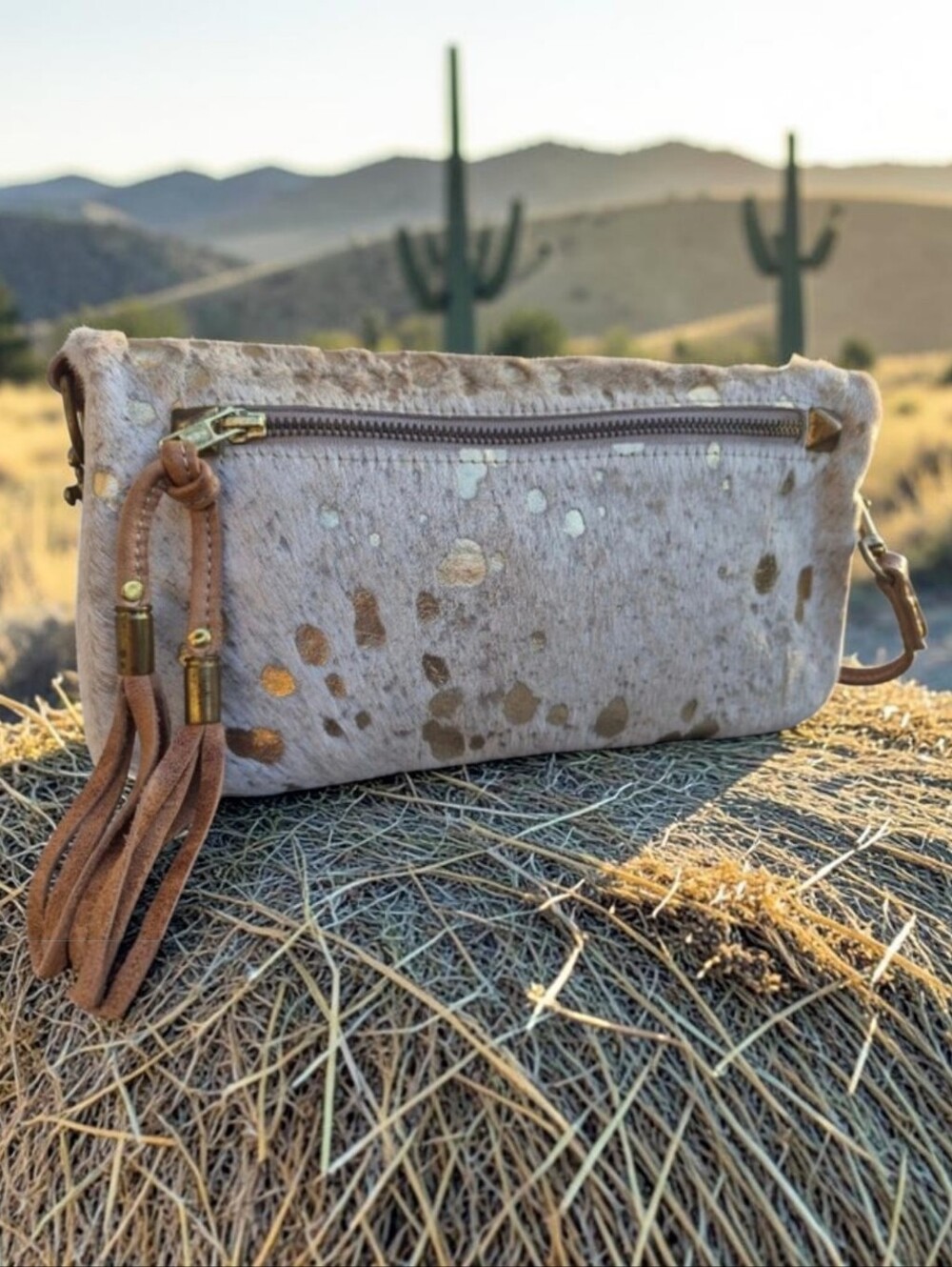Boho Metallic Calfhair Crossbody Bag